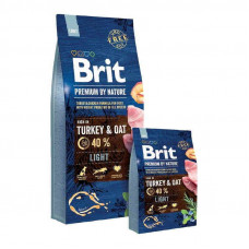 Brit Premium (Premium Is shaven) by Nature Light Turkey&Oats is the Dry feed with a turkey for dogs with an excess weight