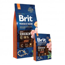 Brit Premium (Premium Is shaven) by Nature SPORT is the Dry feed with chicken for active dogs