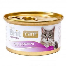 Brit Care (Care Is shaven) Tuna & Salmon is Canned food with a tuna and a salmon in sauce for adult cats