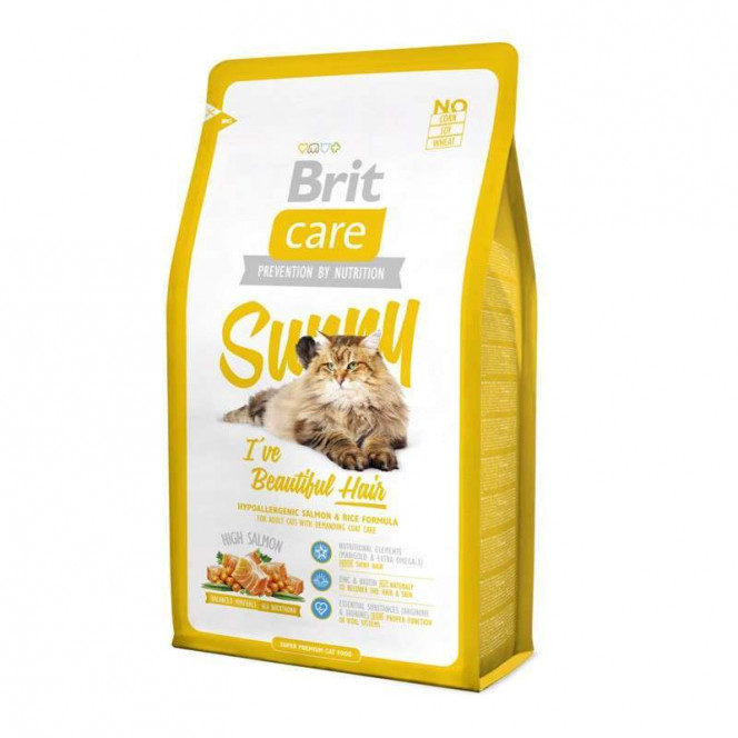 Brit Care (Брит Кеа) Sunny - Сухой корм с лососем и рисом для взрослых кошек, здоровье кожи и красота шерсти