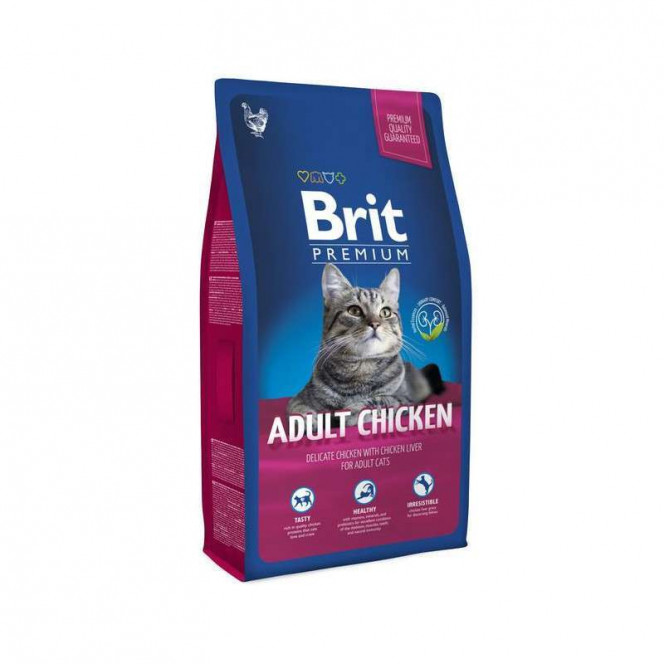 Brit Premium (Premium Is shaven) ADULT Chicken is the Dry feed with chicken for adult cats