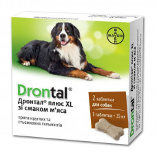 Drontal Plus XL (Drontal Plus of Ickx Ale) from Bayer Animal - Anthelminthic tablets for dogs with taste of meat (2 tablets)