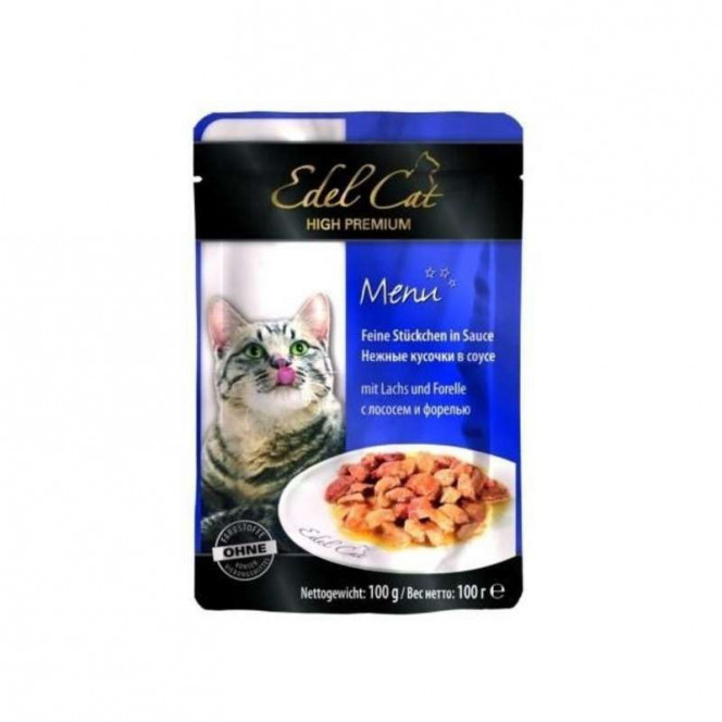 Edel Cat Menu - Pauch with a salmon and a trout in gentle jelly for cats