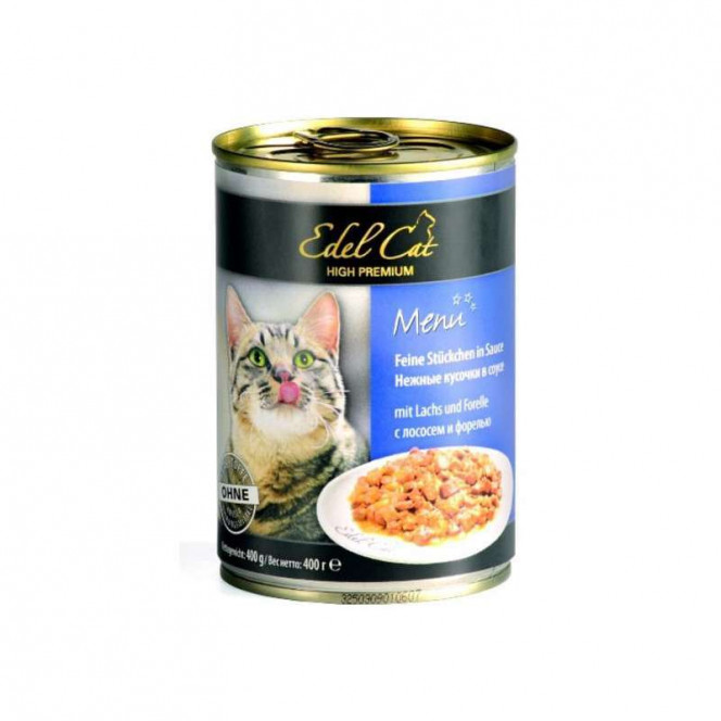 Edel Cat Menu - A tinned forage with a salmon and a trout for cats