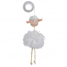 Trixie the Lamb plush on an elastic band for cats