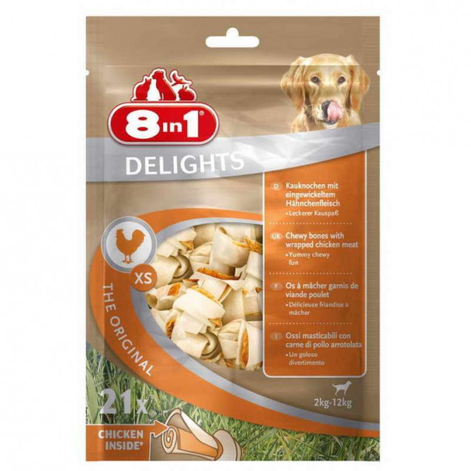 8in1 (8v1) Delights Bones Bag XS - Stones for toothbrushing with meat of chicken for dogs of small breeds