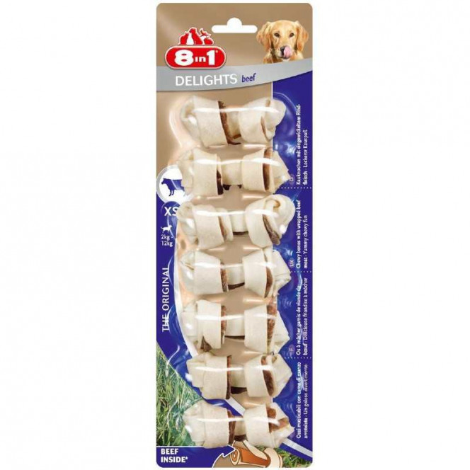 8in1 (8v1) Delights Bones Beef - A bone with beef meat for dogs of small breeds