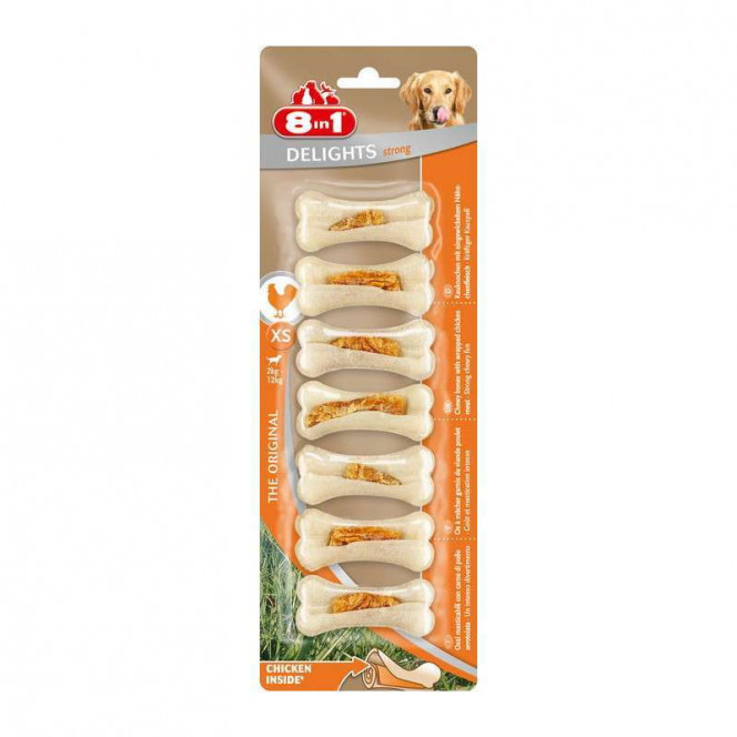 8in1 (8v1) Delights Bone Strong - Stones for toothbrushing with meat of chicken for dogs of small breeds