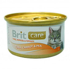 Brit Care (Care Is shaven) Tuna Carrot & Pea is Canned food with a tuna, carrots and peas for adult cats