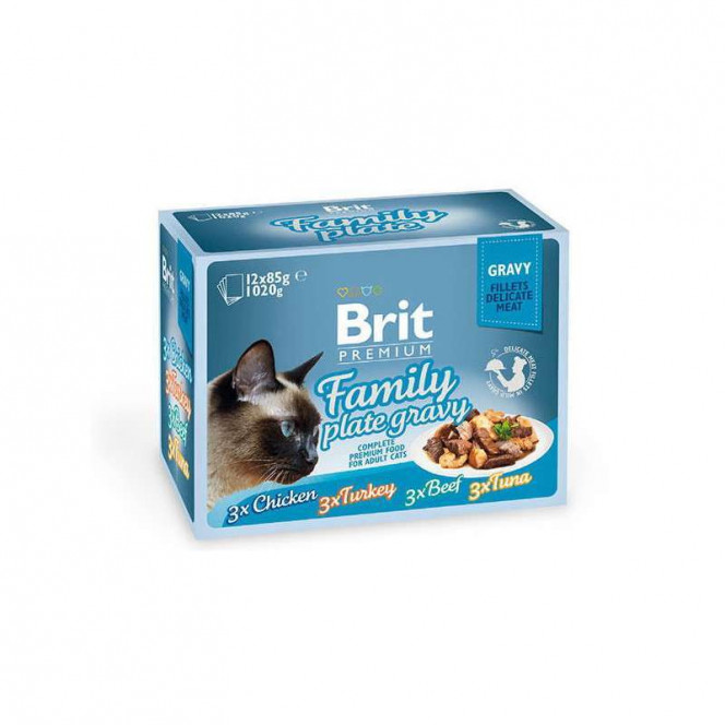 Brit Premium (Брит Премиум) Cat Family Plate Gravy - Набор паучей 