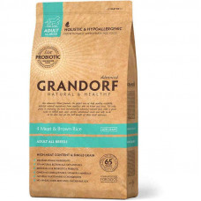 Grandorf Holistic 4 Meat & Brown Rice - A dry feed with 4 types of meat, brown rice and a probiotics for adult dogs of various breeds