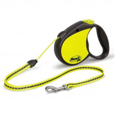 Flexi Neon Reflect S/M - The lead roulette for dogs glowing in the dark, a cable, S/M