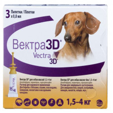 Vectra 3D (Vektra 3D) by Ceva - Antiparasitic drops on withers for dogs from fleas and ticks (3 pieces / unitary enterprise.)