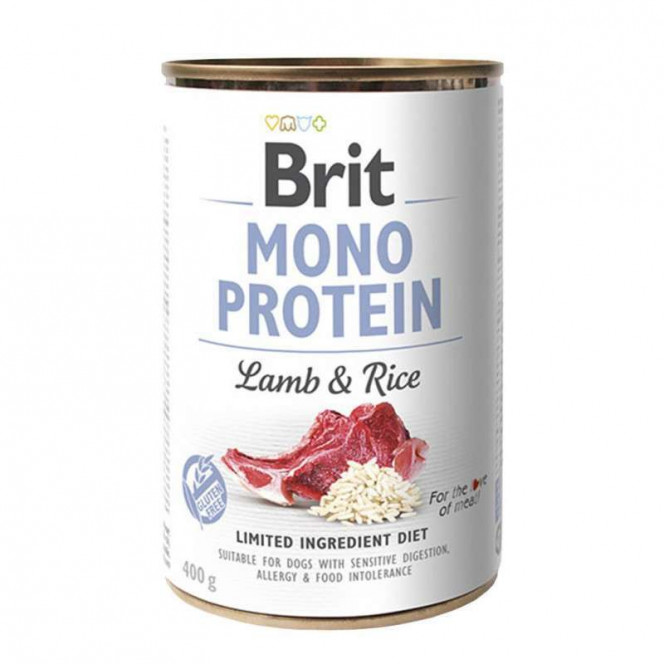 Brit (Is shaven) Mono Protein Lamb & Rice - Canned food for dogs with a lamb and rice