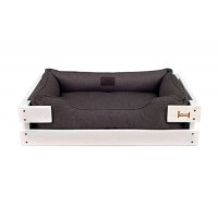 HARLEY & CHO (Harley And Cho) DREAMER - A plank bed from furniture gunny in a wooden framework of white color for cats and dogs