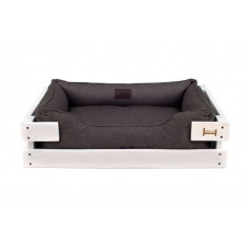 HARLEY & CHO (Harley And Cho) DREAMER - A plank bed from furniture gunny in a wooden framework of white color for cats and dogs