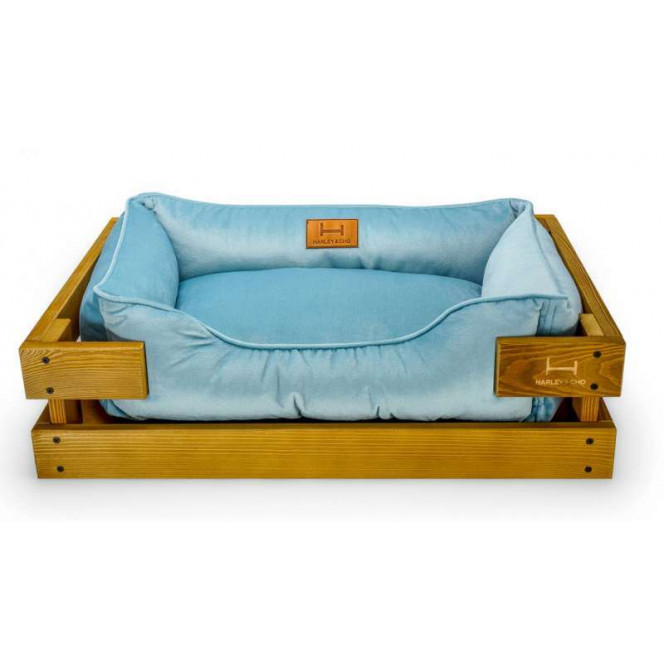 HARLEY & CHO (Harley And Cho) DREAMER Velour - A plank bed velors in a wooden framework from a light tree for cats and dogs