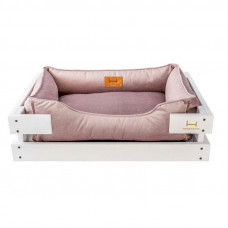 HARLEY & CHO (Harley And Cho) DREAMER Velour - A plank bed in a wooden framework velors for cats and dogs