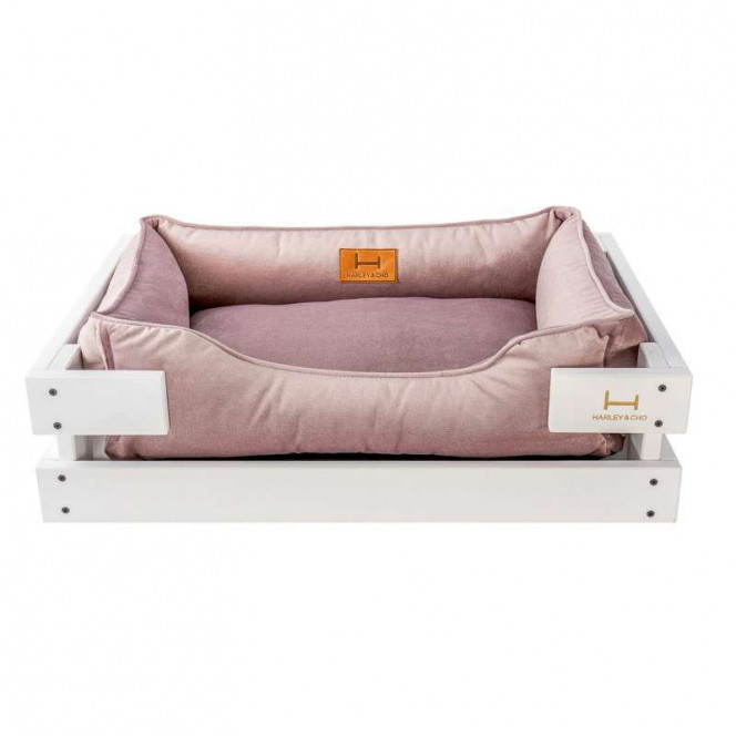 HARLEY & CHO (Harley And Cho) DREAMER Velour - A plank bed in a wooden framework velors for cats and dogs