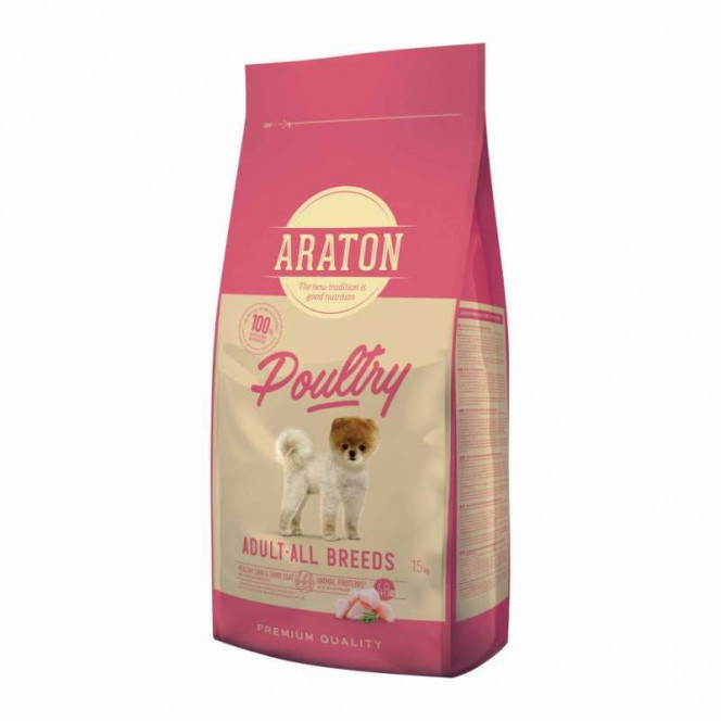 Araton Poultry Adult All Breeds - A dry feed with fowl for adult dogs of small and average breeds