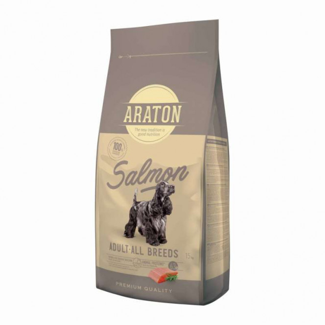 Araton Salmon Adult All Breeds - A dry feed with a salmon and rice for adult dogs of all breeds