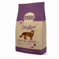 Araton Sterilised Adult All Breeds - A dry feed with a bird for adult cats, sterilized and inclined to completeness