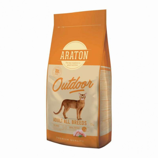 Araton Outdoor Adult All Breeds - A dry feed with chicken and a turkey for adult active cats