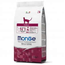 Monge Indoor Rich in Chicken - A dry feed with chicken for the low-active cats living in the room