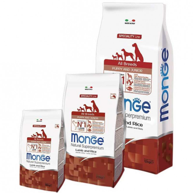 Monge Natural Superpremium All Breeds Puppy & Junior - A dry feed with a lamb for puppies of all breeds