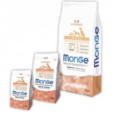 Monge Natural Superpremium All Breeds Puppy & Junior - A dry feed with a salmon and rice for puppies of all breeds