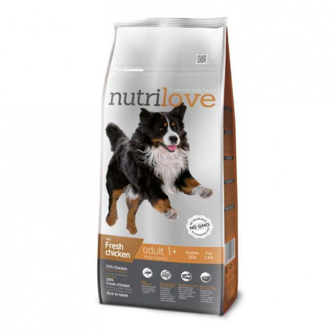 Nutrilove Adult Large Breeds - Adult dog food of large breeds with chicken and rice