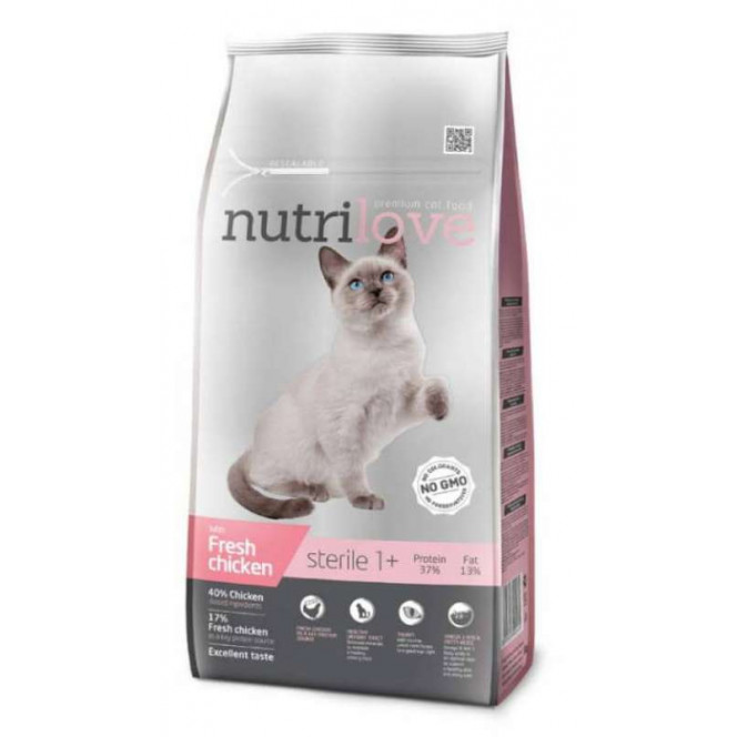 Nutrilove Sterile - A dry feed with chicken and rice for the sterilized cats and cats