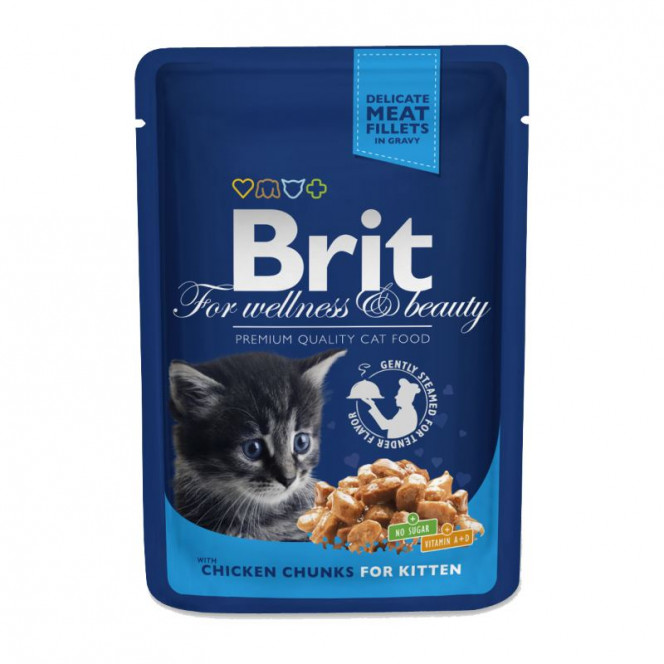 Brit Premium (Брит Премиум) Cat Pouches Chicken Chunks for Kitten - Пауч с курицей для котят