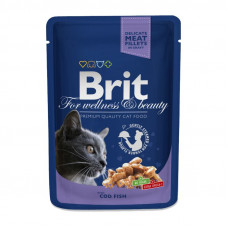 Brit Premium (Premium Is shaven) Cat Pouches with Cod Fish - Pauch with a cod for cats