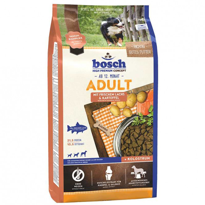 Bosch of fresh Salmon & Potato - A dry feed with a salmon and potatoes for adult dogs with average activity level