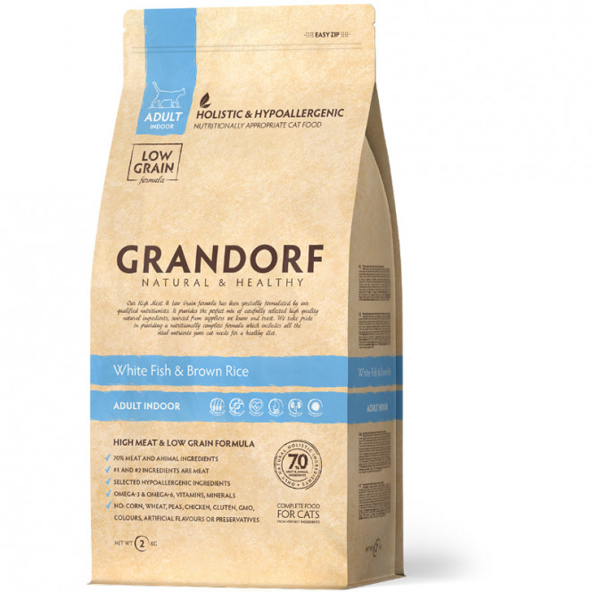 Grandorf Holistic White Fish&Brown Rice - A dry feed with white fish and brown rice for cats with sensitive digestion