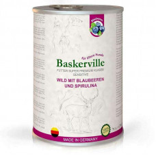 Baskerville Sensitive Wild Mit Blaubeeren und Spirulina - Canned food for dogs with venison, bilberry and spiruliny