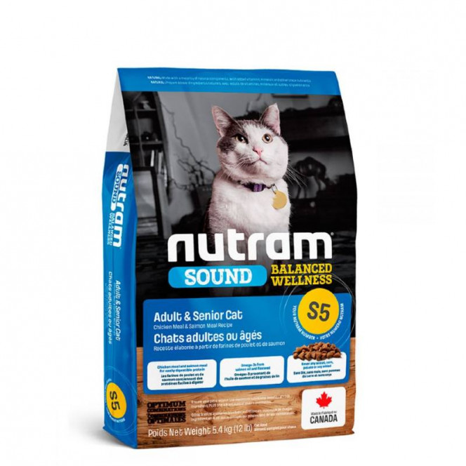 Nutram S5 Sound Balanced Wellness Natural Adult&Senior Cat - A dry feed with chicken and a salmon for adult/elderly cats