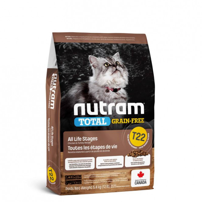 Nutram (Нутрам) T22 Total Grain-Free Turkey&Chicken Cat - Сухой корм с курицей и индейкой для кошек и котят