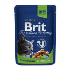 Brit Premium (Premium Is shaven) Cat Pouches Chicken Slices for Sterilised - Pauch with chicken for the sterilized cats