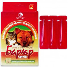 Drop barrier-super from fleas, ticks a dosage of 0.5 and 1 ml for adult dogs and cats