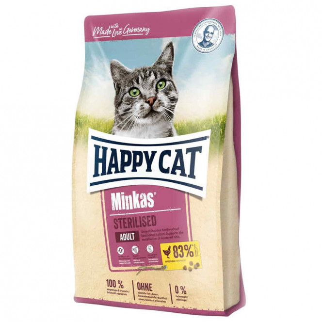 Happy Cat (Heppi Cat) Minkas Sterilised - A dry feed with a bird and kukurudzy for the castrated cats and the sterilized cats