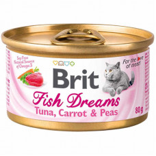 Brit (Is shaven) Fish Dreams Tuna, Carrot & Peas is Canned food with a tuna, carrots and peas for cats