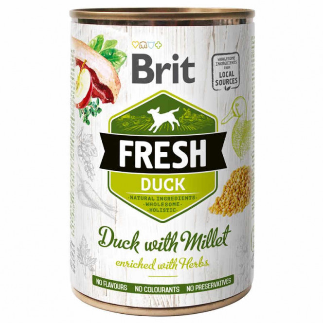 Brit (Is shaven) Fresh Duck & Millet - Canned food with a duck and millet for dogs