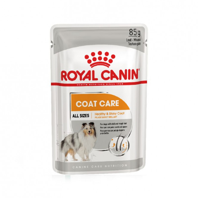 Royal Canin Coat Care Beauty Loaf - Tinned dog food of the different sizes with dim and rigid wool (paste)