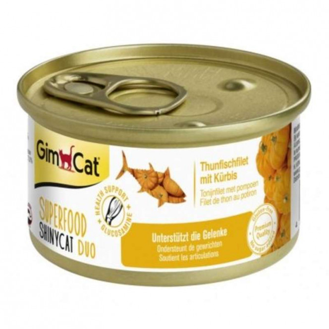 GimCat (DzhimKet) SUPERFOOD ShinyCat Duo - A tinned forage with a tuna and pumpkin for cats (pieces in broth)