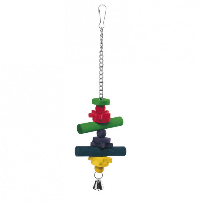 Ferplast of Parrot Toy - A wooden toy with a hand bell for parrots