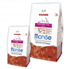 Monge DOG Extrasmall Adult - A dry feed with a lamb, rice and potatoes for adult dogs of small breeds