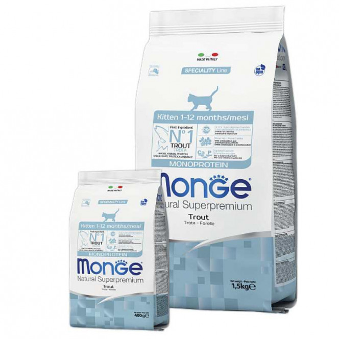 Monge Cat Monoprotein Kitten - A dry feed with a trout for kittens