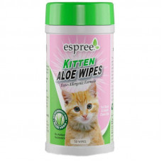 Espree Kitten Aloe Wipes - Wet towel wipes with the Aloe Vera for clarification of sensitive leather and hair of cats